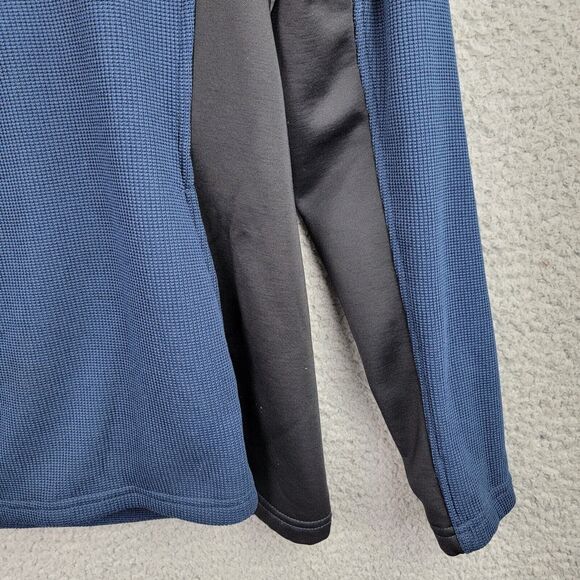 Spyder Waffle Fleece Quarter Zip Pullover Medium Blue Black Athletic Stretch Top - Picture 5 of 16